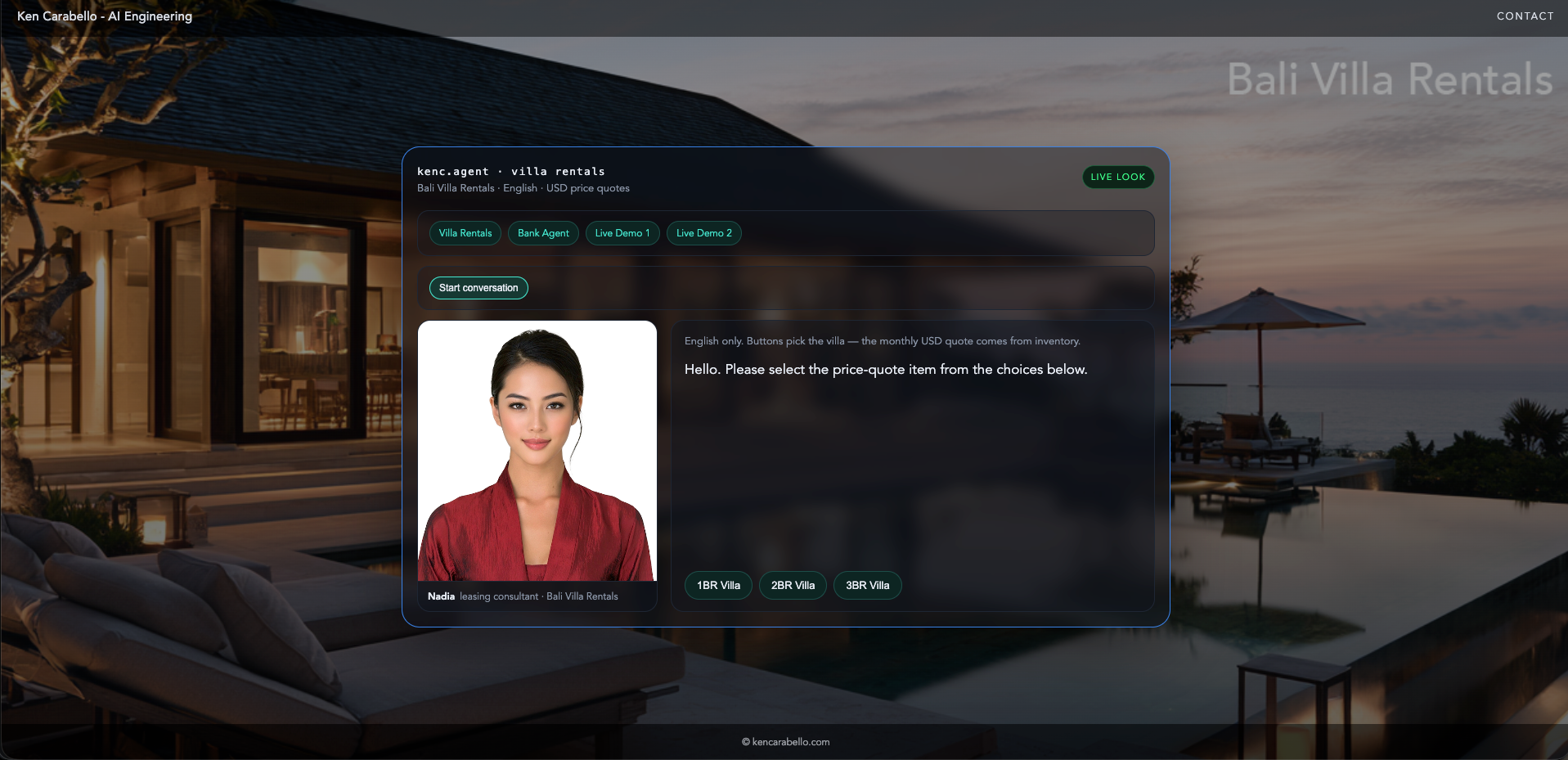 Villa Rentals leasing agent demo
